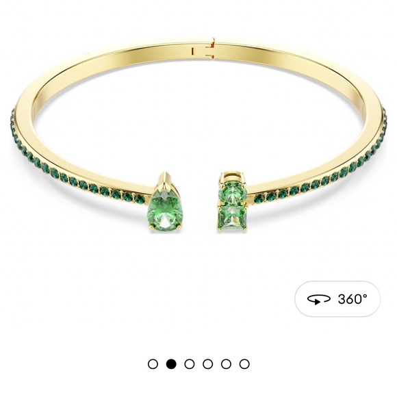 SOLD -Elegant Swarovski Gold and Green Gemstone Bracelet - Picture 1 of 5